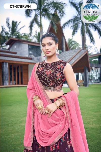 CHANSI TRENDZ CT-37 DESIGNER GEORGETTE LEHENGA CHOLI WHOLESALER IN INDIA